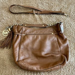 Michael Kors Brown Leather Shoulder Bag with Optional Crossbody Strap